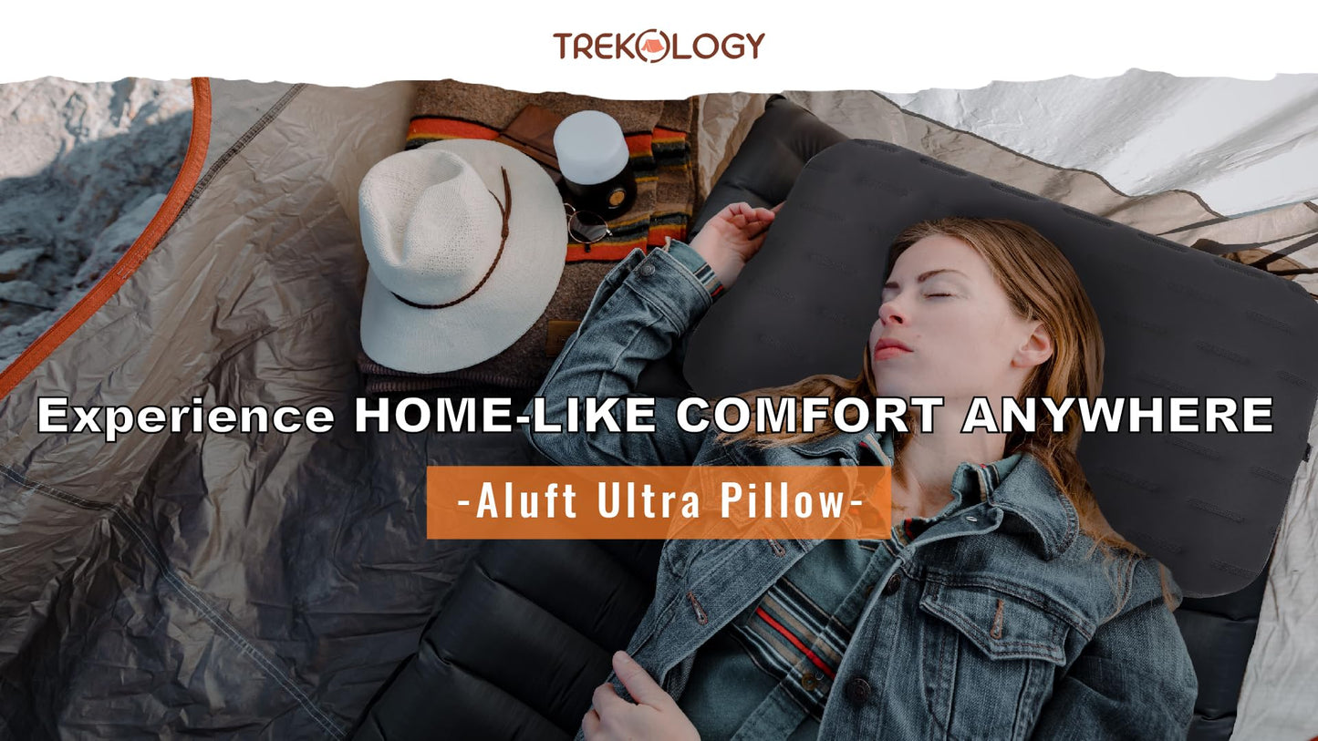 TREKOLOGY Camping Pillow - Large Inflatable (24"x15") for Home-Like Comfort, Portable & Ergonomic