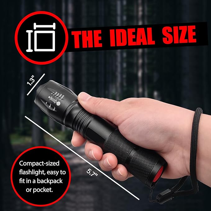 LED Tactical Flashlights - High Lumen, 5 Modes, Zoomable Beam, Mini Flashlights for EDC and Emergency Use,6-Pack