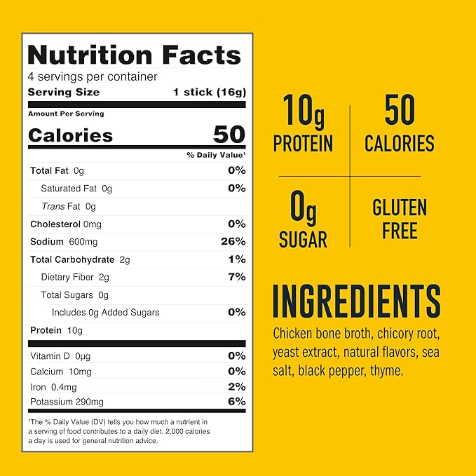 LonoLife Chicken Bone Broth Powder Mix | 10g Protein | Collagen-Rich, Keto & Paleo Friendly | Natural Ingredients | 4 Portable Stick Pack Servings