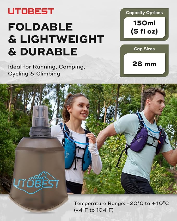 Soft Flask, 1 Pack Flexible TPU Hydration Water Bottle, Collapsible for Running, Hiking, Cycling, Climbing, and Marathon