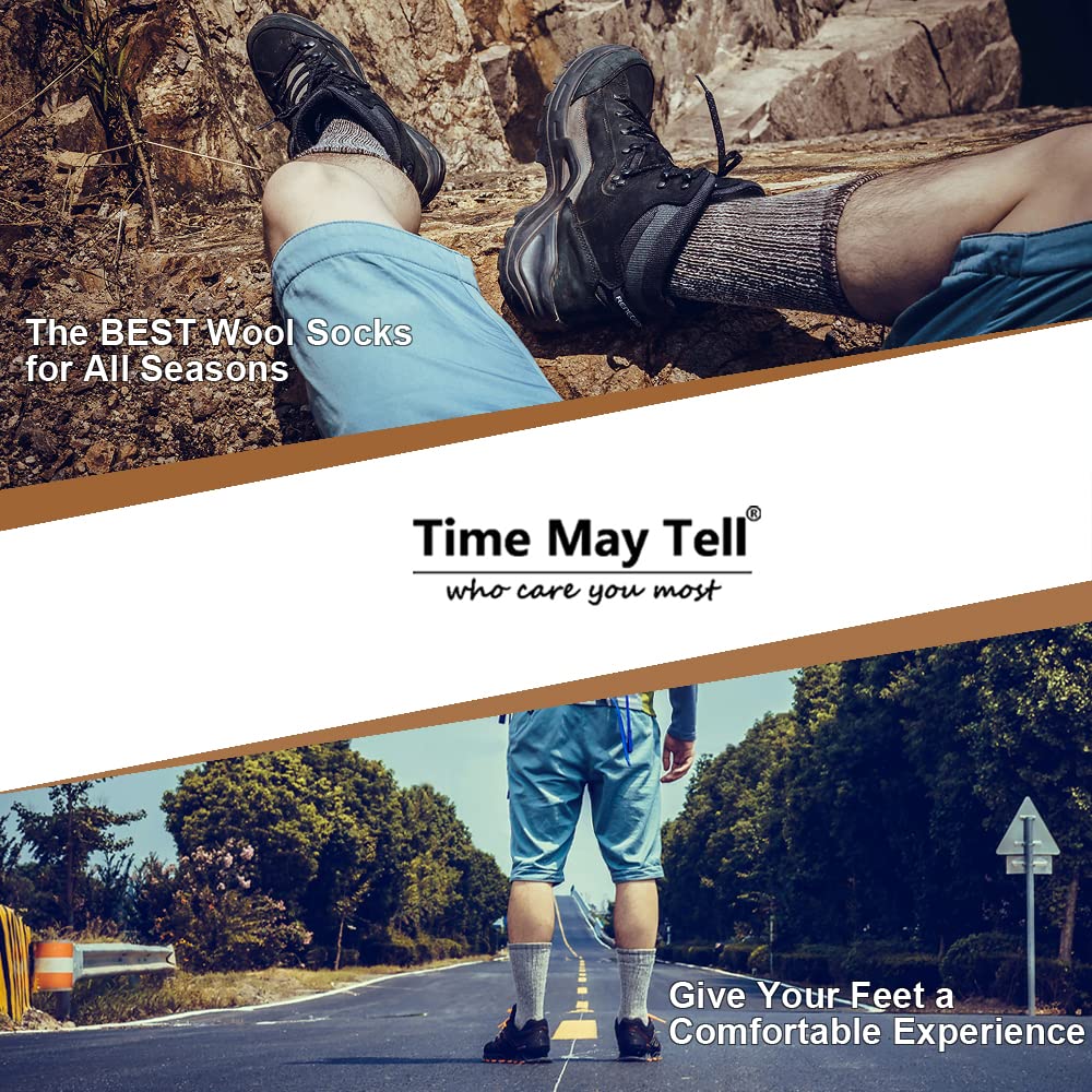 Time May Tell Mens Merino Wool Hiking Cushion Socks Thermal Warm Boot Socks