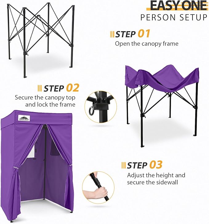EAGLE PEAK Flex Compact 4x4 Pop-up Canopy Changing Room, Portable Privacy Dressing Room for Indoor Fashion Photoshoots, Camping, or Pool, Purple