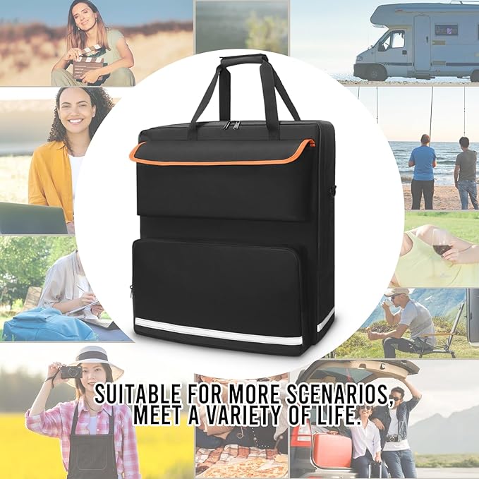 Solar Panel Storage Bag for 2 Solar Panels, Carrying Case for Jackery SolarSaga 100W 100X 200W, Double-Layer Solar Panel Carrying Case with Multi Pockets