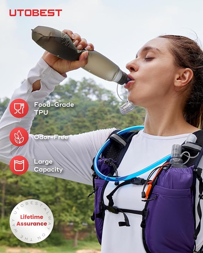 Soft Flask, 1 Pack Flexible TPU Hydration Water Bottle, Collapsible for Running, Hiking, Cycling, Climbing, and Marathon