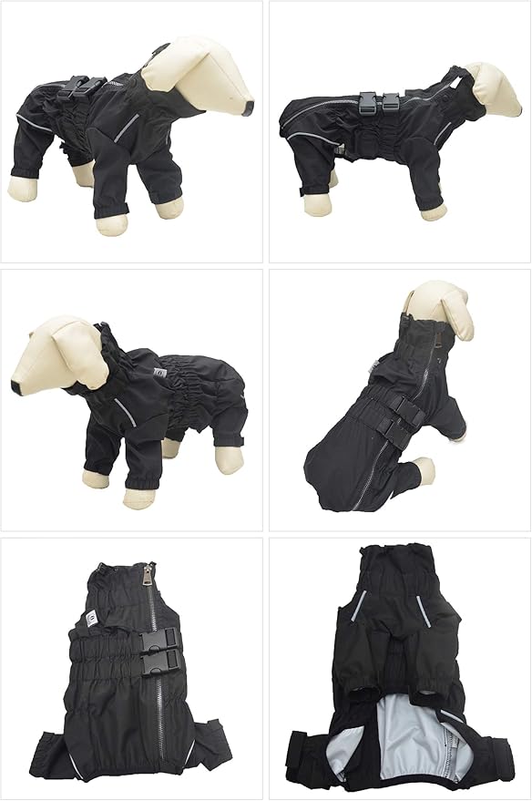 Dogs Waterproof Jacket, Lightweight Waterproof Jacket Reflective Safety Dog Raincoat Windproof Snow-Proof Dog Vest for Small Medium Large Dogs Black S