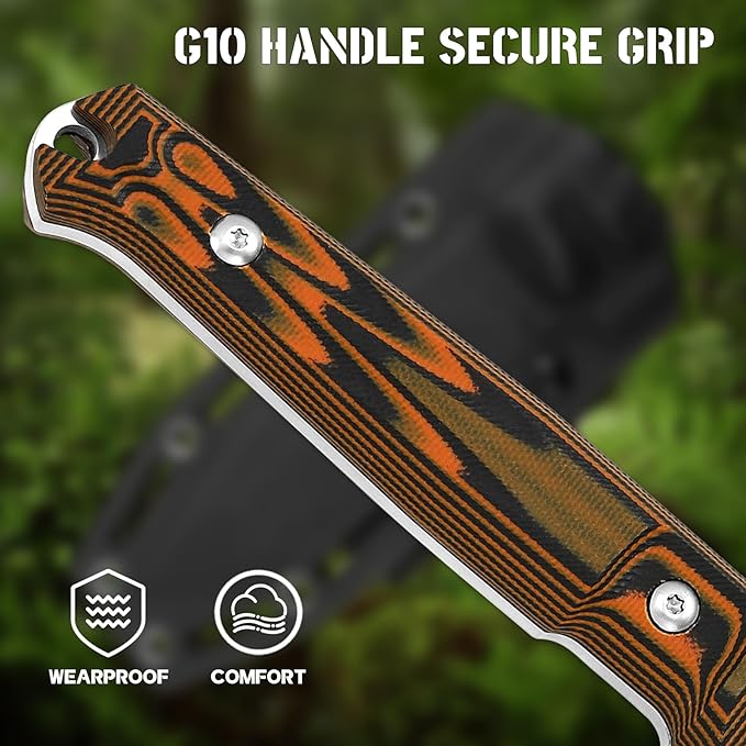 Dispatch Full Tang Fixed Blade Knife with Kydex Sheath, 4.72" 8cr13mov Steel Tanto Serrated Blade Tactical Survival Knife, G10 Handle for Outdoor Camping Hunting Hiking knives