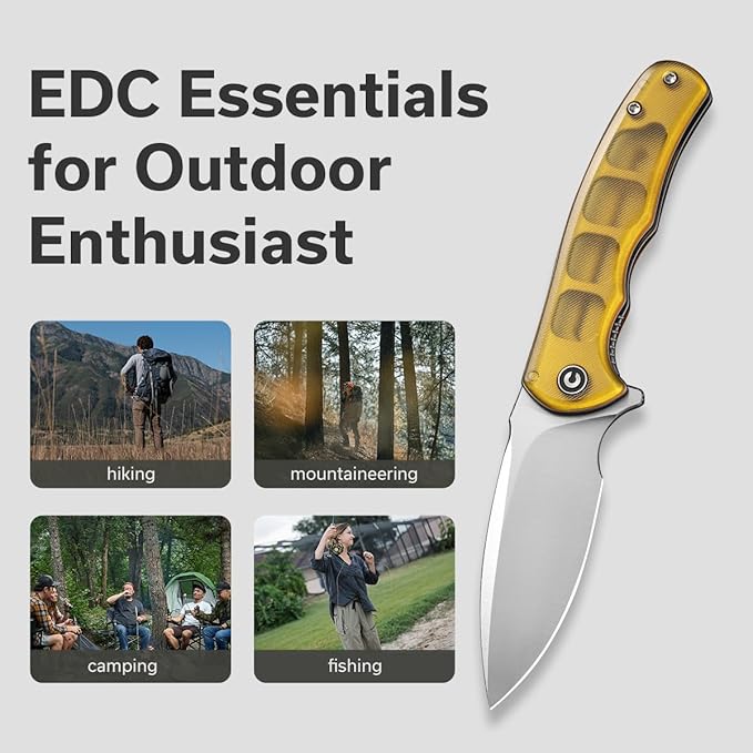 CIVIVI Mini Praxis Pocket Knife for EDC, Folding Pocket Knife with 2.98" D2 Blade Ultem Handle with Flipper for Men Women C18026C-4