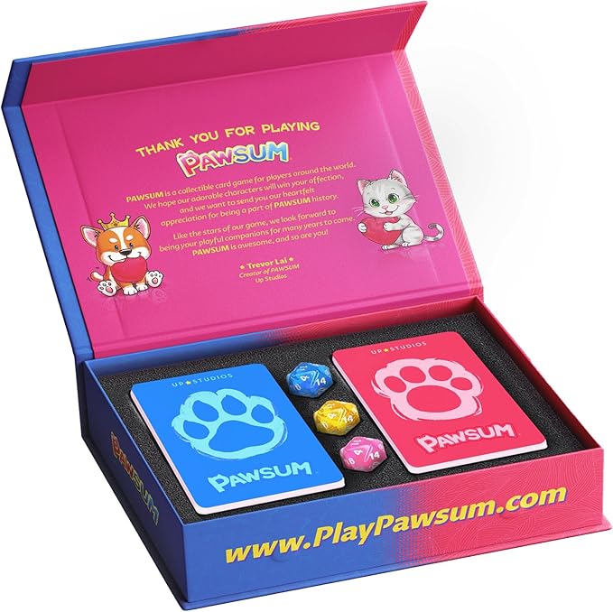 PAWSUM Trading Card Game for Families and Kids Ages 7+ | Cute Dogs and Cats Pets Cartoon Board Game | 2-4 Players | Fun Family Game Night