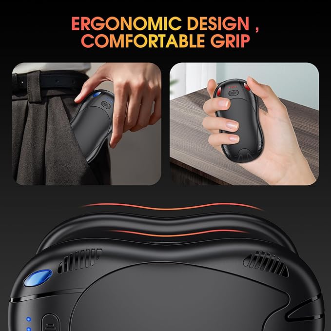Hand Warmers Rechargeable 10000mAh 2 Pack, FANDLISS Electric Hand Warmers with Double Side Heating 3 Levels Heat, Portable Pocket Heater with AI-Smart Chips, Gifts for Work, Outdoor, Golf, Hunting