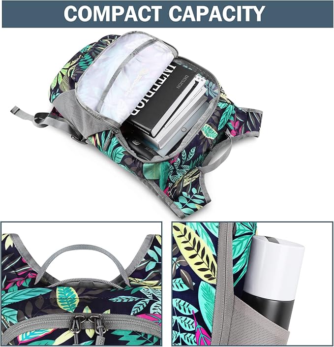 ZOMAKE Ultra Lightweight Packable Backpack 18L, Small Foldable Hiking Backpacks Water Resistant Folding Daypack for Travel(Mixed Color-Leaves)
