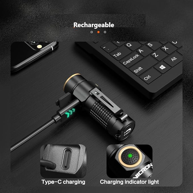 NICRON 1200 Lumens EDC Flashlight with Magnet, Rechargeable Pocket Light Compact High Lumens Handheld Light, C1 Mini Flashlight 7 Modes for Outdoor Camping, Hiking (Black)