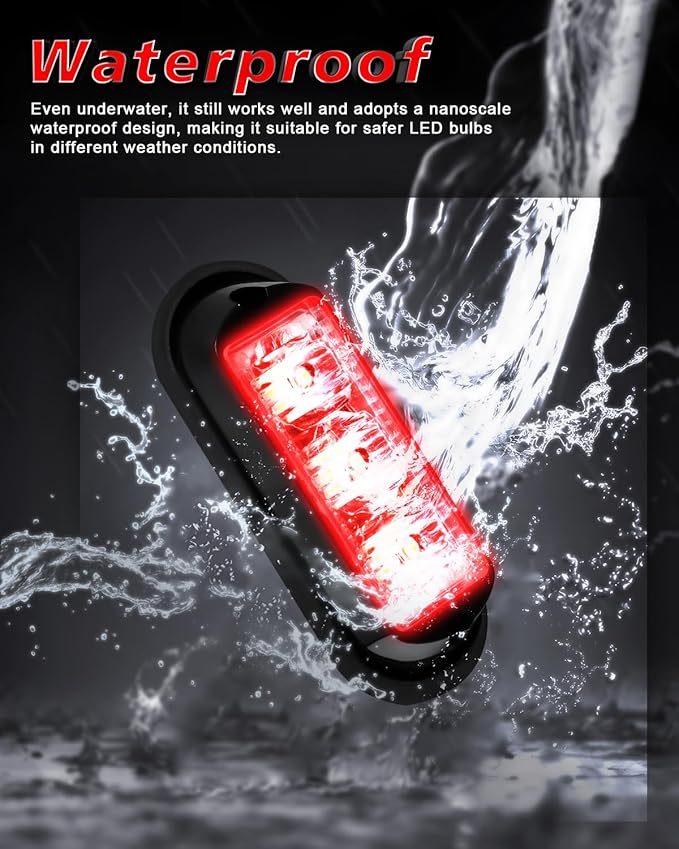YM E-Bright 2-Pack Red 3 LED Car Flash Light DRL Truck Emergency Strobe Flash Warning Light 12-24V