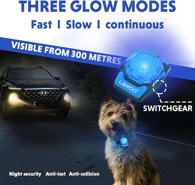 LaRoo Dog Lights for Night Walking,USB-C Rechargeable Safety Lights,Only 13g for Small Dogs, 3 Modes Waterproof LED Collar Charm for Nighttime Running,Pet Camping Essentials(Yellow)
