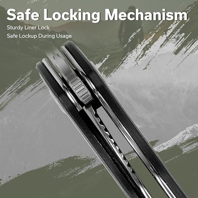 SENCUT Pocket Knife for Men, Vesperon Folding Knives for EDC, 3.35" Blade G10 Handle, Liner Lock knives for Outdoor Indoor S20065-1 (Black)