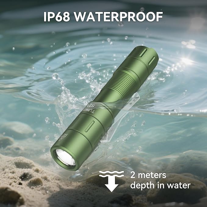 S21X Mini EDC Flashlight Rechargeable with Clip, 880 Lumens Super Bright AA Pocket Flashlight, Tactical Tail Switch & Magnet, 5 Mode Compact Light for Emergency, Outdoor, Camping(Green)