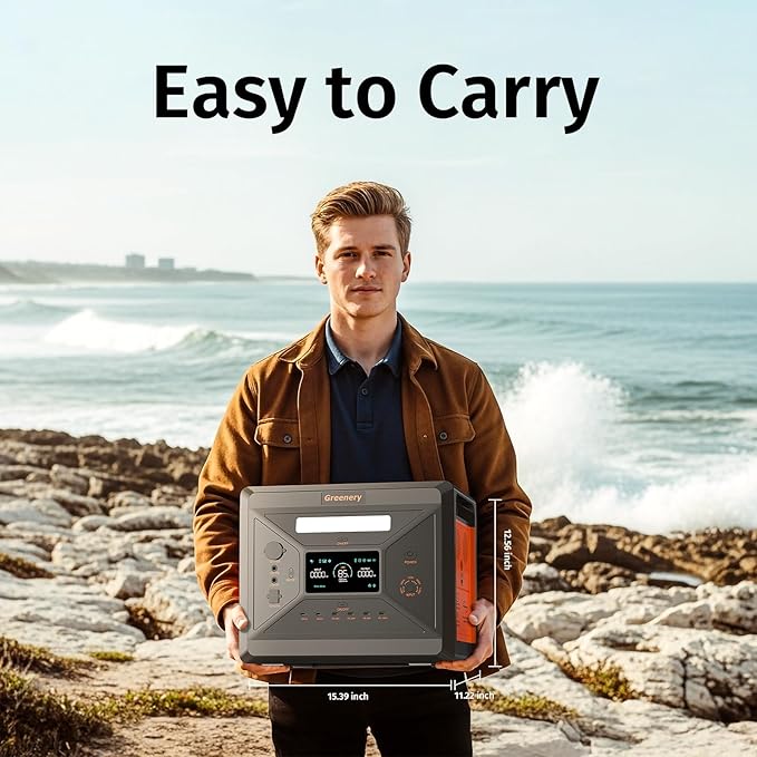 Greenery 2500W/2304Wh Portable Power Station(Peak 4800W), Power Station With LiFePO4 Battery, Fast Charging & High Output, Solar Generator for Emergency Home Backup, Camping & Outdoor