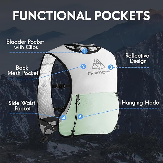 Haimont Running Hydration Vest, 5L Lightweight Runner Vest Pack for Women Men, Trail Running