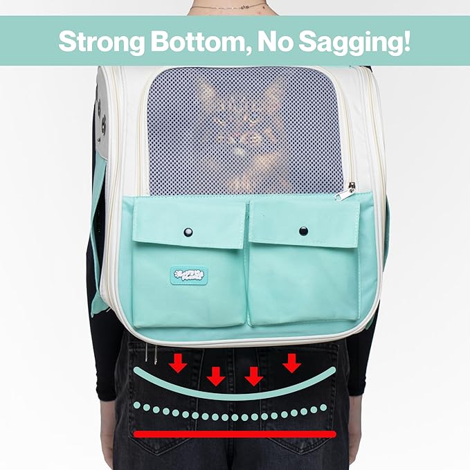 Pet Backpack Carrier for Small Dogs, Cats, Kittens, Rabbits ??Airline Approved Travel Bag with Breathable Mesh and Padded Straps ??Soft-Sided Cat Carrier Backpack for Hiking, Camping, Trips