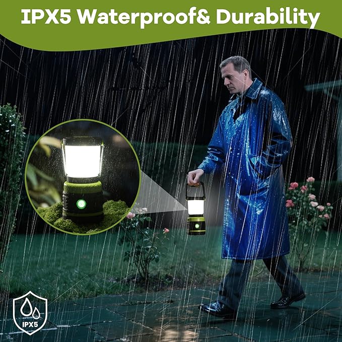 LED Camping Lantern Rechargeable Telescopic Camping Light,1800LM, 4400mAh IPX5 Waterproof Dimmable Tent Light, 4 Light Modes, Portable Flashlight for Power Outages, Emergency, Hurricane, Hiking