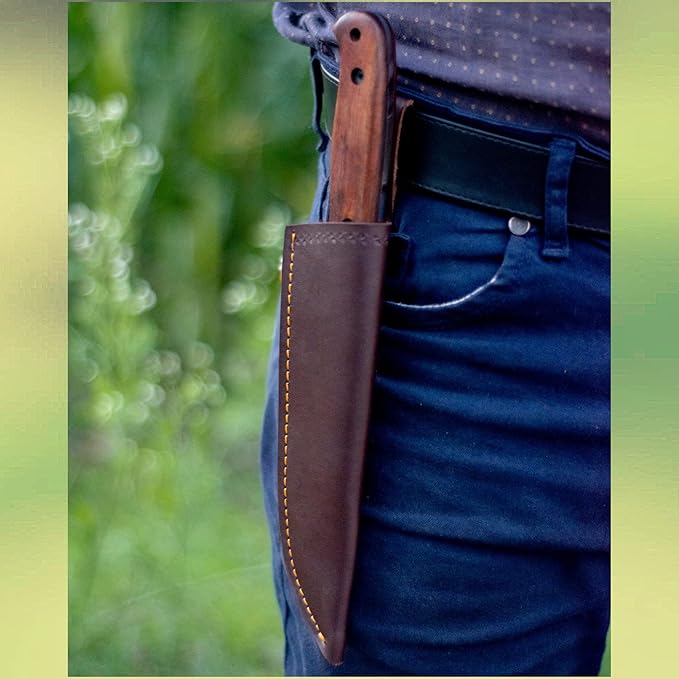 Handmade Bushcraft knife With Leather Sheath | Hunting Knife | Carbon Steel Knife for Hunters | Outdoor Knife With Wood Handle | 10 Inches Full Tang Survival Knife - Camping Knives | HUNT-08