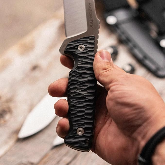 Cold Steel Razor Tek 6.5" 4116 Stainless Steel Recurve Fixed Blade EDC Outdoor Camping Hunting Utility Knife, 5 1/8" Ergonomic Textured Handle, Weather-Resistant Secure-Ex Sheath