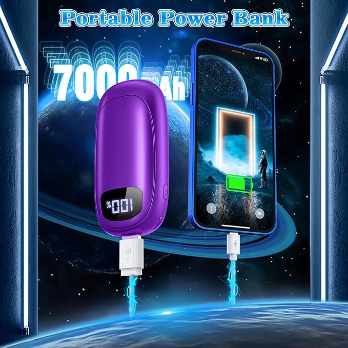 Hand Warmers Rechargeable 2 Pack, Electric Dual-Sided Heating with LED Display & Flashlight, Max 127?? 13Hrs Long Lasting Pocket Heater for Raynauds, Golf, Hunting Essentials, Gifts for Men Women
