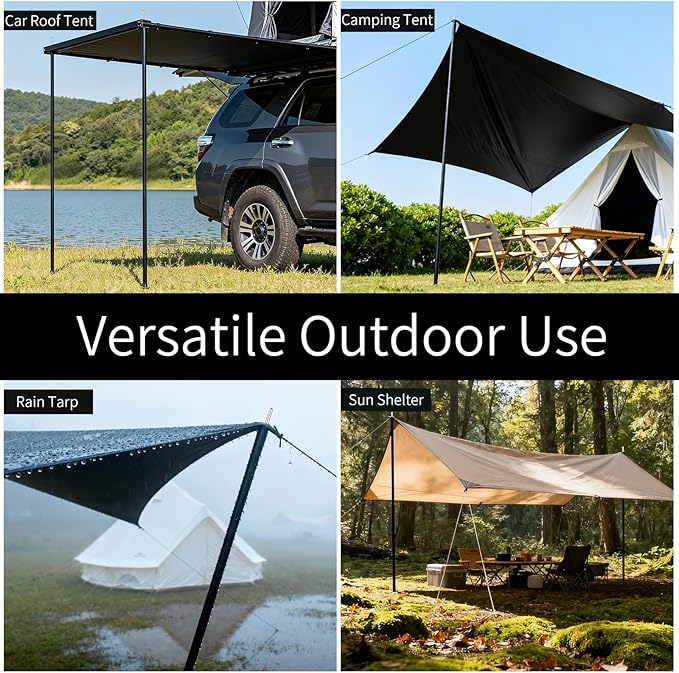 2 Sets Regulable Tent Poles, Camping Tent Tarps Poles with Storage Bag, Heavy Duty Poles Gear for Backpacking, Hiking Awning
