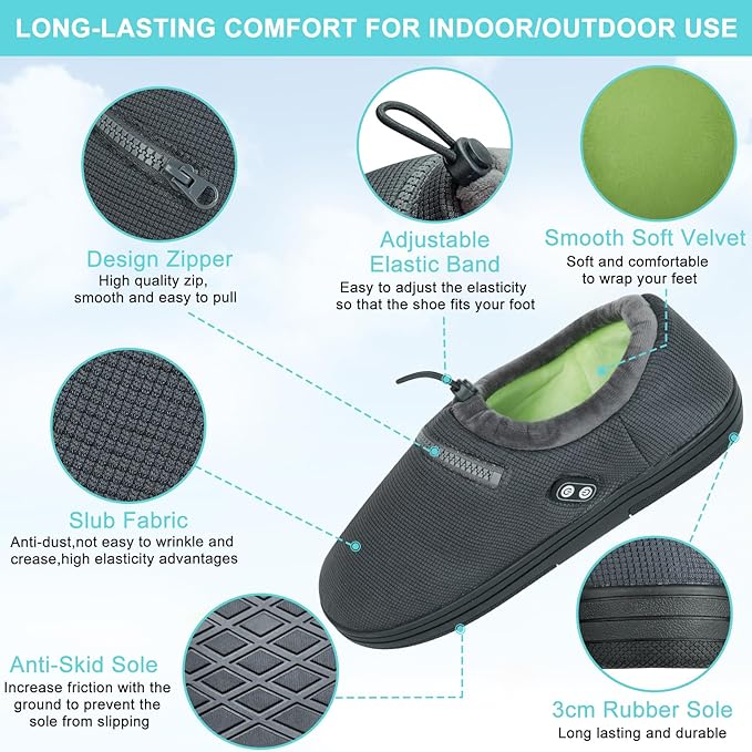 RTDEP Foot Warmer, Heated Slippers for Women Men, Heated Shoes Rechargeable Battery 5000mAh,Anti-Accidental Touch, Heat Slippers, Winter Foot Warmers for Feet for Home Office