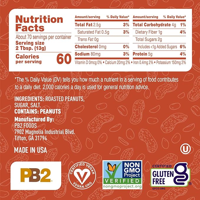 PB2 Crunchy Powdered Peanut Butter - Peanut Butter Powder with Small Crunchy Peanut Pieces