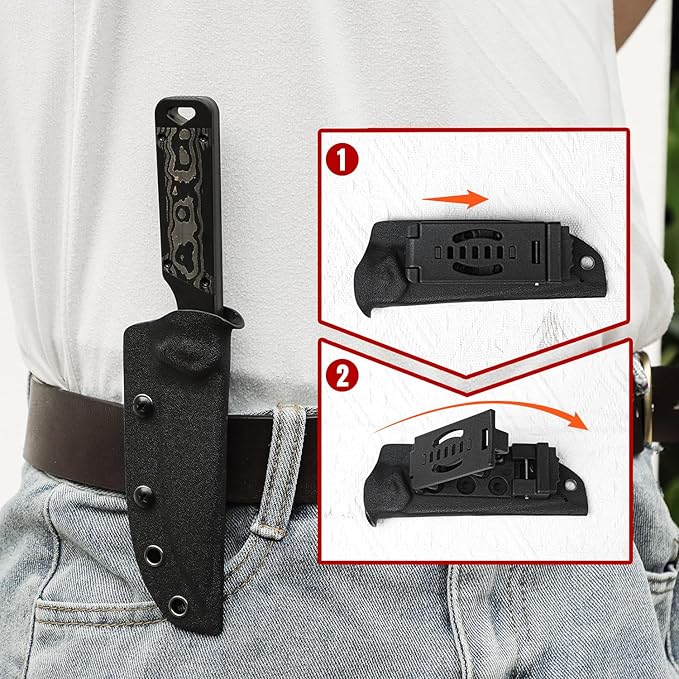 Kizer Militaw Fixed Blade Knife with Sheath, S35VN Blade Camping Knife with Aluminium+Fat Carbon Handle, Fixed Blade EDC Knives for Men Women Gift, Outdoor Hunting Hiking Survival Knives 1067A1