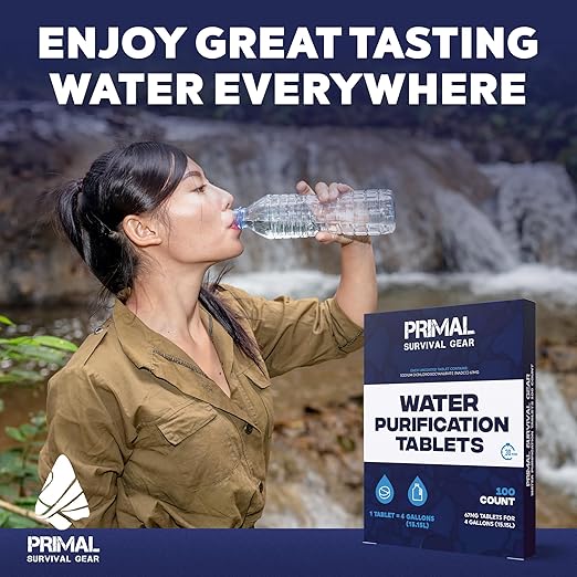 Water Purifier Tablets ?“Water Purification Tablets for Emergency Water - Hiking, Camping, Survival, Emergency ??Drinking Water Filtration System Survival Tabs - Purificador De Agua - 100 Tablets - 4G