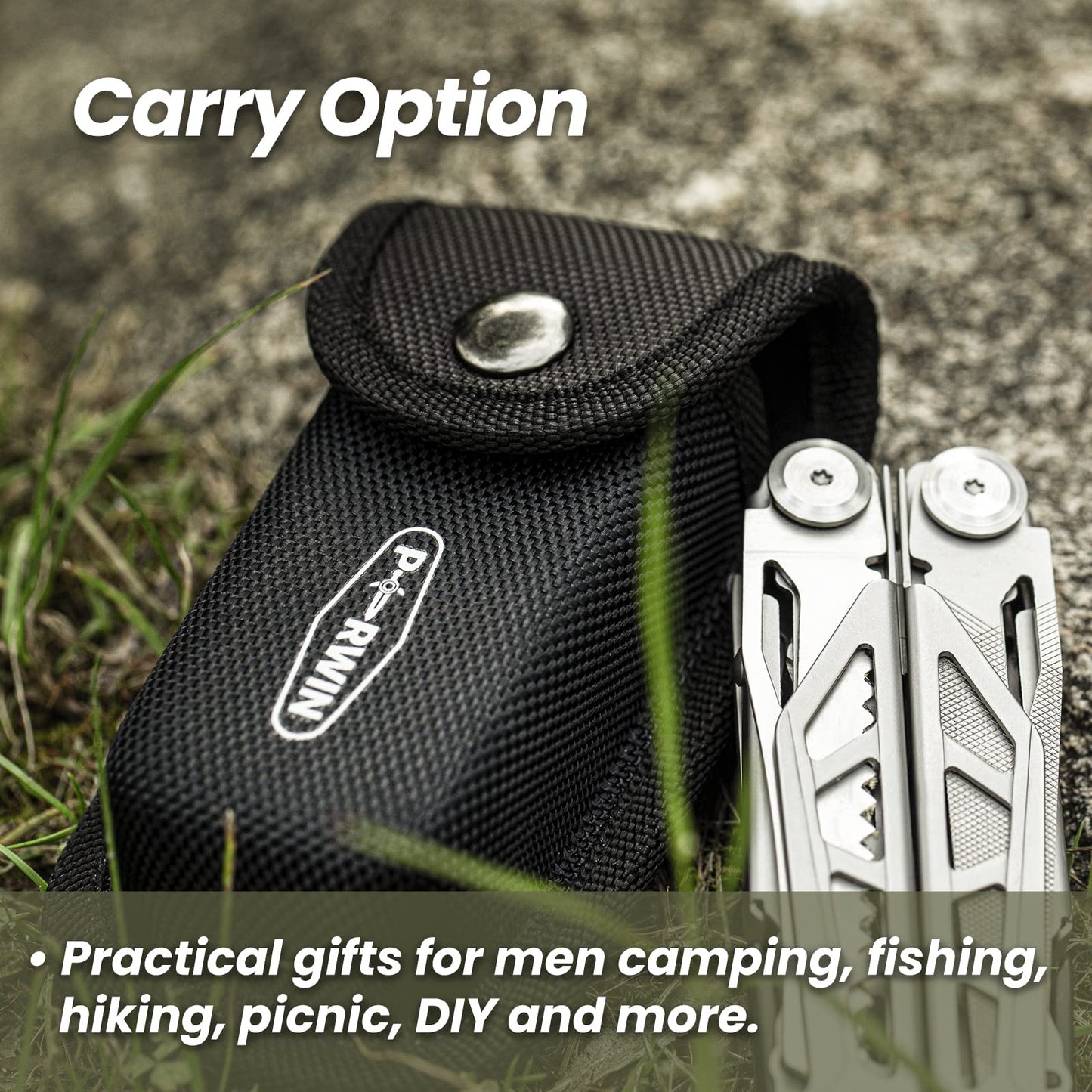 PERWIN Multitool, 17-in-1 Stainless Steel Multi Tool Pliers with Self-Locking, Pocket Knife, Nylon
