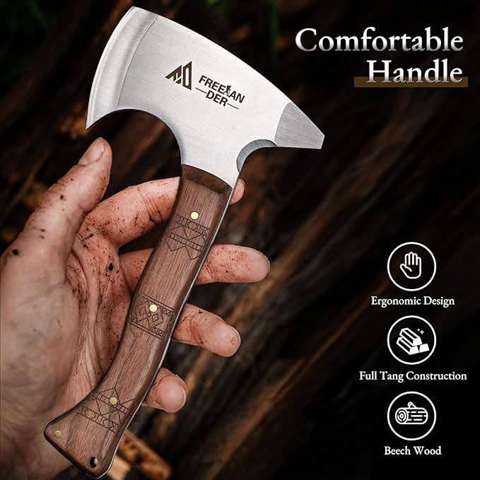 Freelander 8.3" Professional Throwing Axe with Wooden Handle, Full Tang Viking Throwing Hatchet for Adults