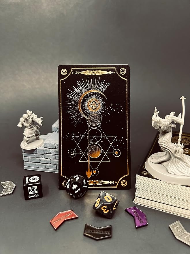 Citadel Black Tabletop RPG Accessory Card Set of 50 Cards ??D&D, Gold Foil - Spell Slot Tracker, Item, Spell, Blank Note Cards, for Dungeons and Dragons 5th Edition & Other Tabletop Games