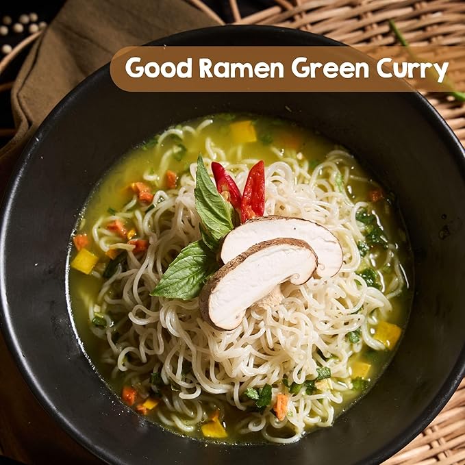 Perfect Earth Good Ramen Green Curry Noodles - Authentic Vibrant Thai Flavor, Medium Spice, Organic & Gluten-Free Instant Noodle Ramen Bowl, Pantry Staples Cooked in Just Minutes (4 Pack)