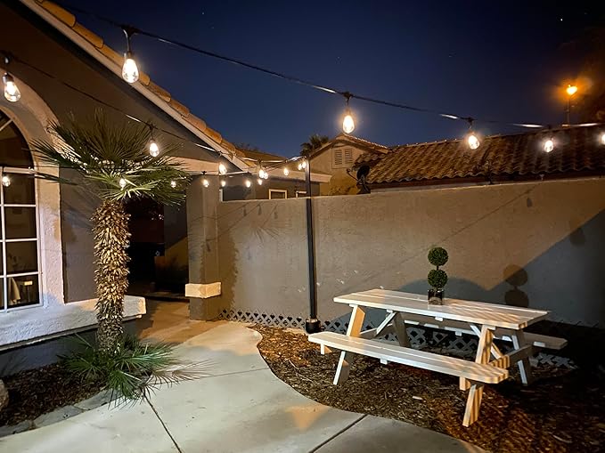 Brightech Ambience Pro 27 Ft Solar Powered String Lights - Commercial Grade Waterproof Patio Lights with Edison Bulbs - Shatterproof LED Solar Outdoor String Lights - 1W LED, Soft White, 12 Bulbs