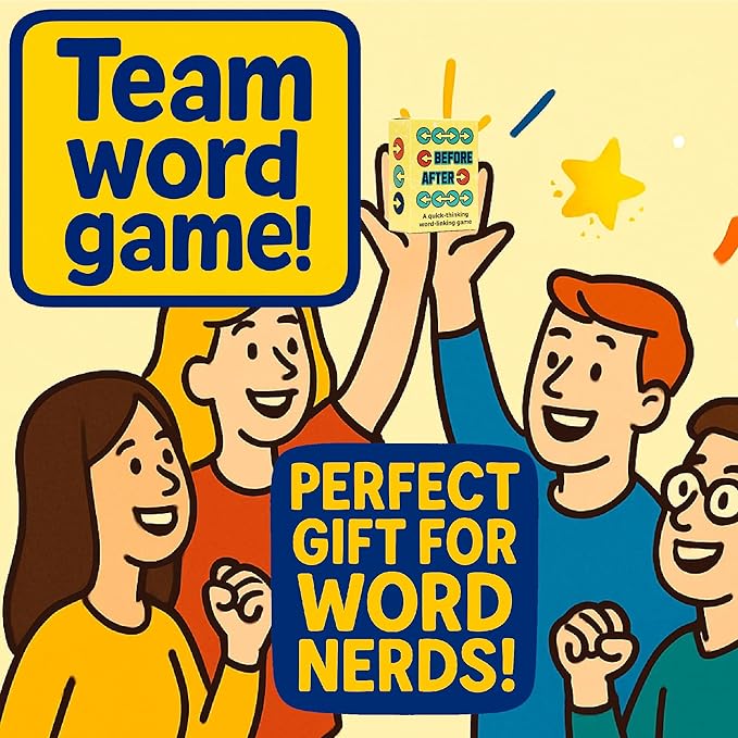 Before After ??Fast-Paced Wordplay Card Game for Smart, Competitive Fun - Quick-Thinking Shout-It-Out Challenge for 2 Teams - Card Games for Adults & Families - Ages 10+, 2-8 Players, 15 Mins