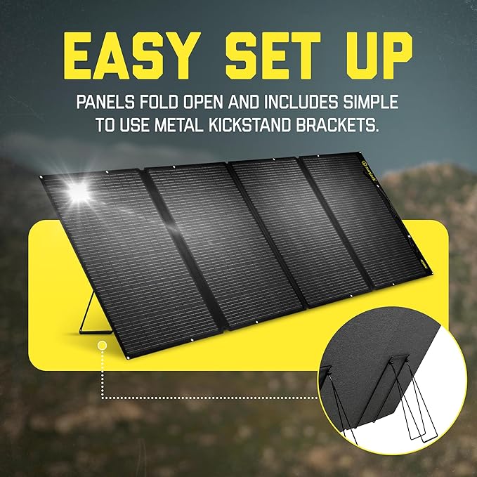 SunJack 400W Foldable Solar Panel Charger, 48V Portable ETFE Solar Charger for Power Station, Generator, Battery | IP68 Waterproof with Kickstand for Camping, RV, Travel, Off-Grid & Emergency Power