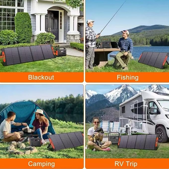 100W Portable Solar Panel for Power Station, Compatible with Jackery, Ecoflow, Bluetti, Anker and More Portable Power Stations, Weatherproof for Camping, RV, Emergency Power (100W)