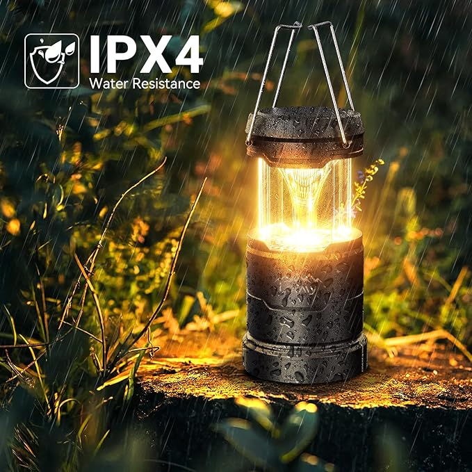 LETMY 2 Pack Camping Lanterns for Power Outages - Dimmable & 3 Color Modes, Battery Powered Lantern, Collapsible, Water Resistant Lantern Flashlight for Emergency, Hurricane, Storms, Outdoor Survival