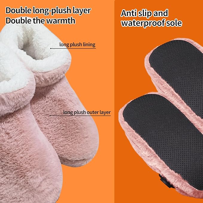 Rechargeable Walking Foot Warmer for Cold Feet, Cordless Graphene Heated Boots for Women Indoor, 4-8 Hours Heat, Washable & Removable, Electric Heated Slippers
