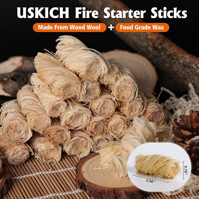 150Pcs Fire Starter - Natural Fire Starters for Campfires,Fireplace, Pellet Stove & Wood, Fire Pit, Smoker, BBQ, Chimney, Pizza Oven - Fire Starters for Grill, Charcoal Starter