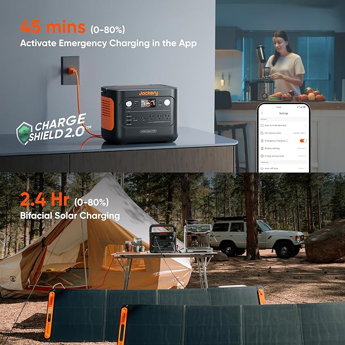 Jackery Explorer 1000 v2 Portable Power Station and Extension Cable,1070Wh LiFePO4 Battery,1500W AC/100W USB-C Output, 1 Hr Fast Charge, Solar Generator for Camping,Emergency (Solar Panel Optional)