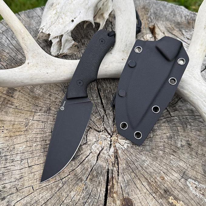CIVIVI Gander Fixed Blade Knife with Kydex Sheath, 3.63" 14C28N Blade Full Tang Knife Micarta Handle, Designed By Matt Gentry for Hunting Camping EDC C24058B-2 (Black)