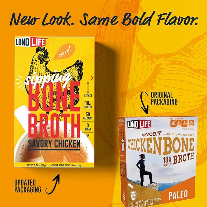 LonoLife Chicken Bone Broth Powder Mix | 10g Protein | Collagen-Rich, Keto & Paleo Friendly | Natural Ingredients | 8oz Bulk Container (15 Servings)