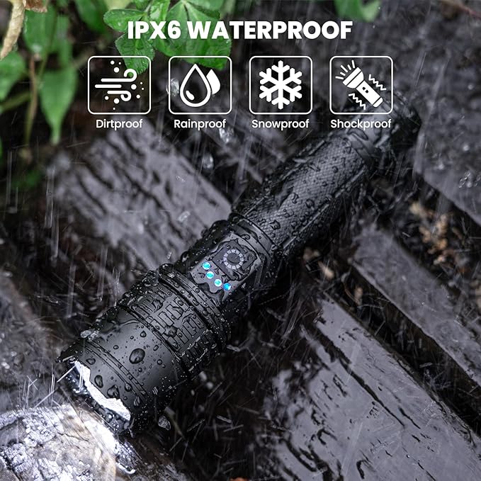 Rechargeable Led Flashlight High Lumens - 99,000lm Bright Powerful Flash Light with 5 Modes, Waterproof Handheld Linterna for Home, Camping(3 Packs)