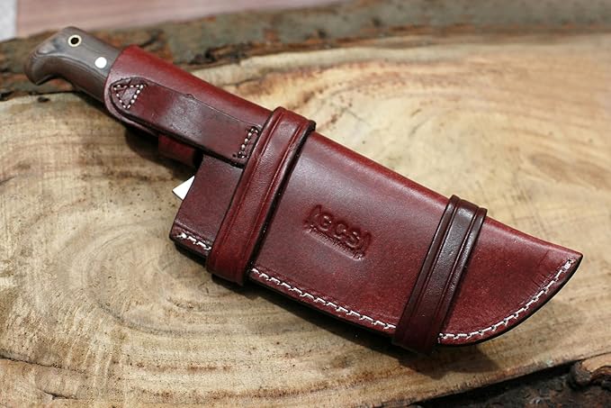 GCS Handmade D2 steel Hunting Knife G10 Handle Fixed Blade Knife Right Hand Scout Carry Buffalo leather Sheath and Sharpening Stone for Hunting Camping Survival and EDC