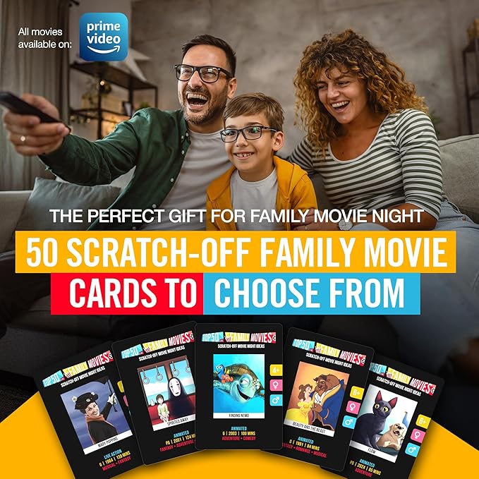 Premium Family Movie Night Scratch Off Cards ??Gifts For Families ??Kids Movie Game For Movie Lovers, Family Date Night, Sleepovers ??Family Night Ideas - Family Experience Gifts - Movie Night Gift