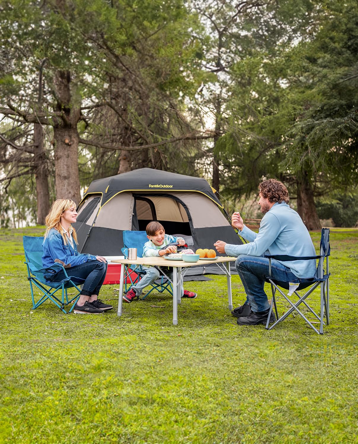 FanttikOutdoor Zeta C6 Pro 6 Person Tent for Camping Setup in 60s (Khaki)