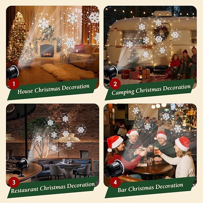Christmas Snowflake Projector Light, 3D Dynamic Snowfall with Swirling Patterns for Outdoor Indoor Holiday Decor, Waterproof Christmas Yard Lighting for Wall, Window, Roof - 2025 Upgraded